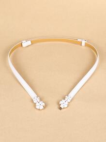 1pc Women Flower Decor Belt Casual Valentine's Day Fall, Autumn, Halloween - White - View 3