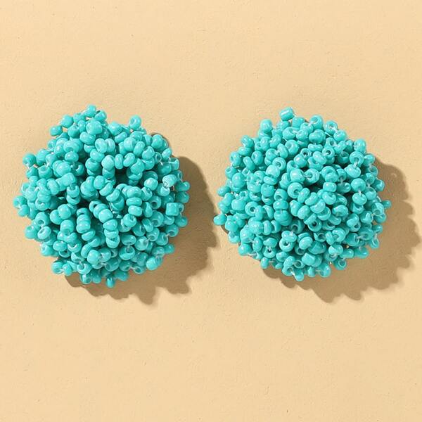 

Beaded Stud Earrings, Blue