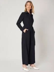 SHEIN 腰帶襯衫連體褲