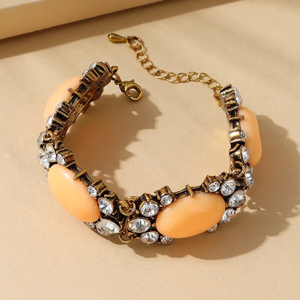 

Rhinestone Decor Bracelet, Orange