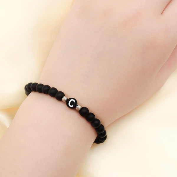 

1pc Beaded Bracelet, Black