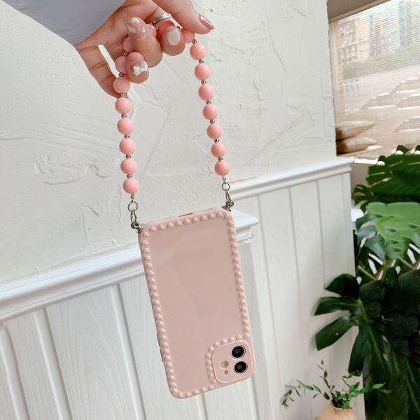 

Beaded Hand Strap Phone Case, Pink