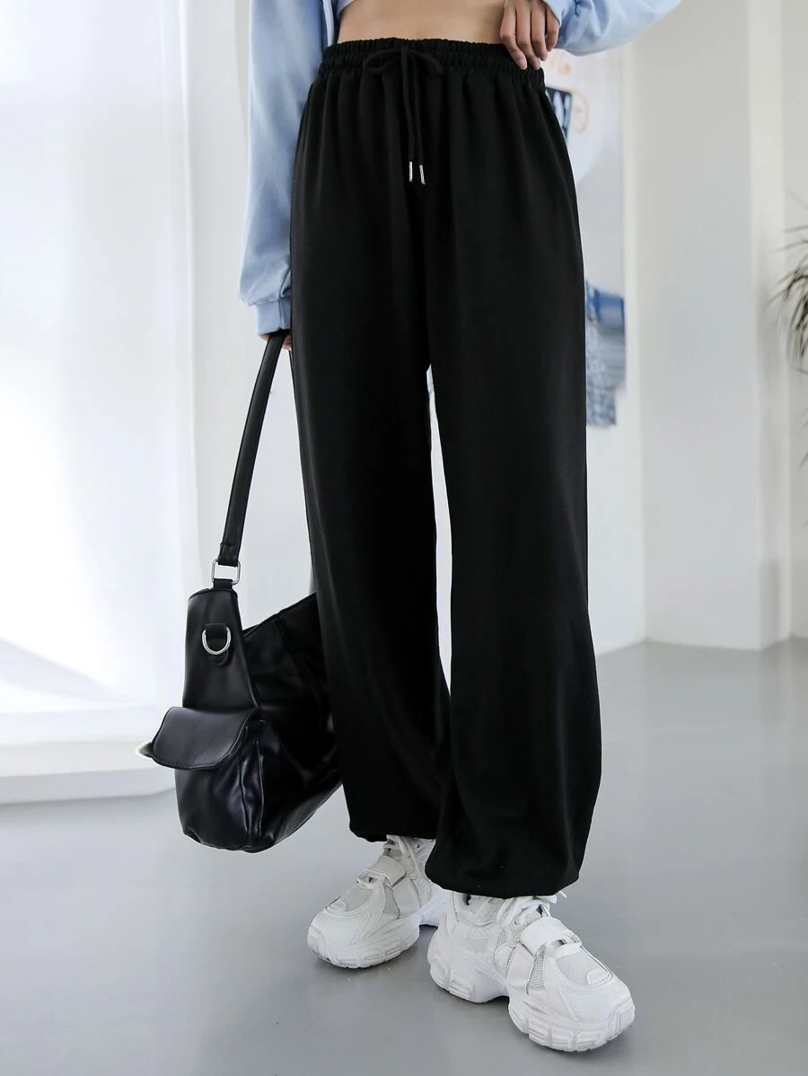 DAZY Quần bó sát túi xéo có dây rút - màu đen - Xem 1