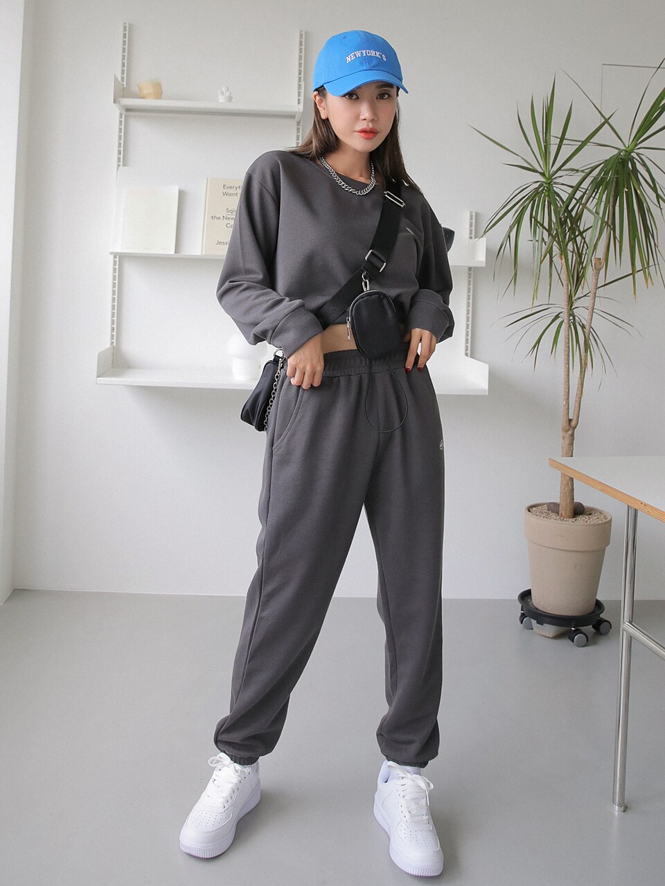 Drop Shoulder Patched Drawstring Sweatshirt & Sweatpants