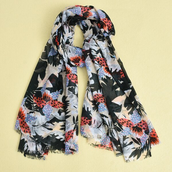 

Leaf Print Scarf, Multicolor
