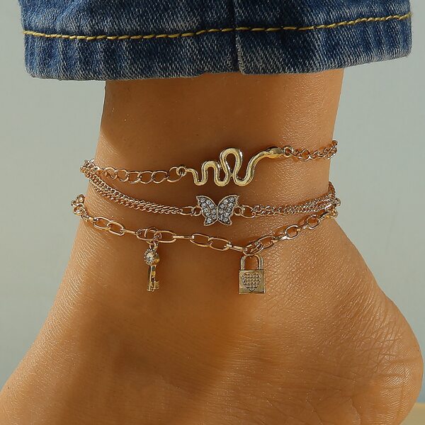 

3pcs Simple Anklet, Gold
