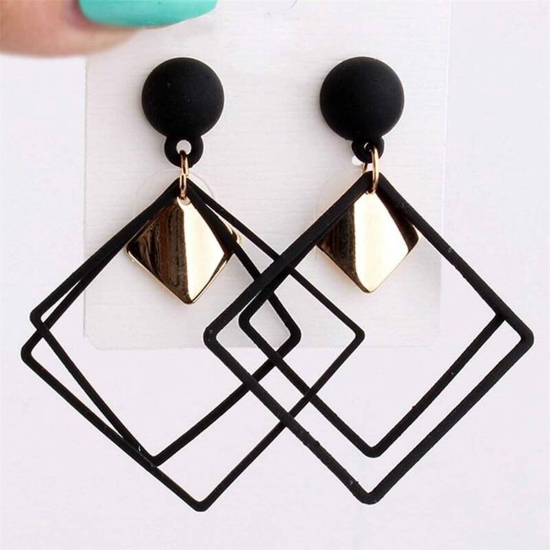 

Geo Drop Earrings, Black