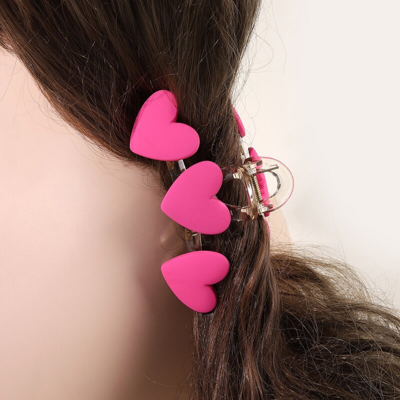 

Heart Decor Hair Claw, Hot pink