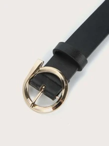 Faux Leather O-Ring Buckle Belt - Black - View 3
