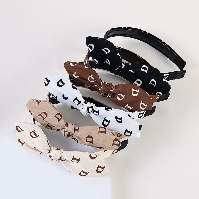 

5pcs Letter Graphic Bow Headband, Multicolor