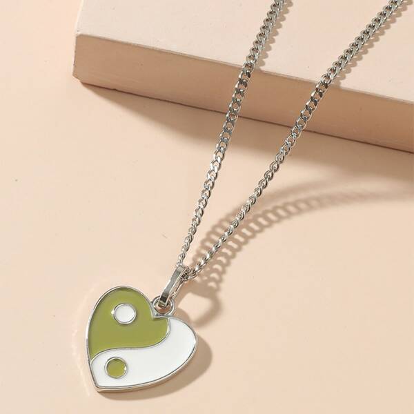 

Yin & Yang Heart Charm Necklace, Gold