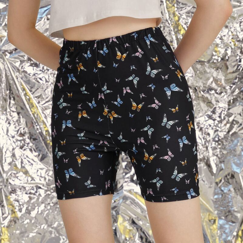

Butterfly Print Short Leggings, Black