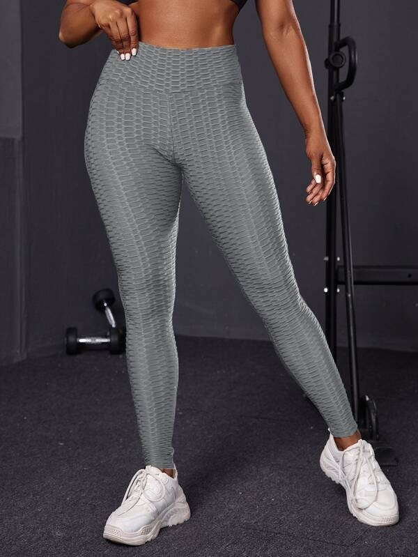 Shein Solid Textured Sports Leggings
