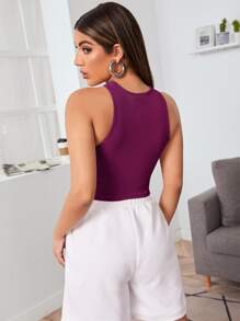 SHEIN Essnce Asymmetrical Shoulder Crop Top - Purple - View 3