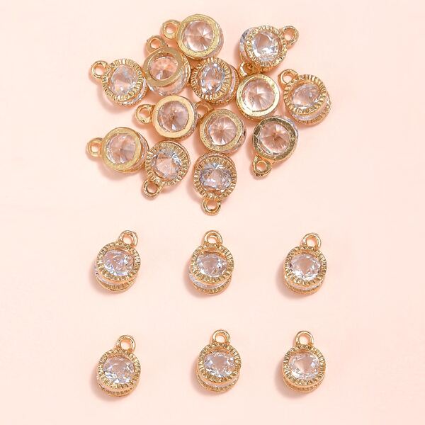 

20pcs Zircon Round DIY Jewelry Accessory, Multicolor