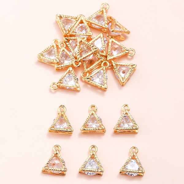 

20pcs Zircon Triangle Design Pendant, Multicolor