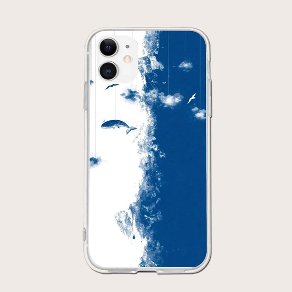 

Color Block Phone Case, Blue and white