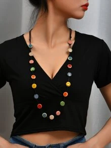 Ceramic Bead Decor Necklace - Multicolor - View 8
