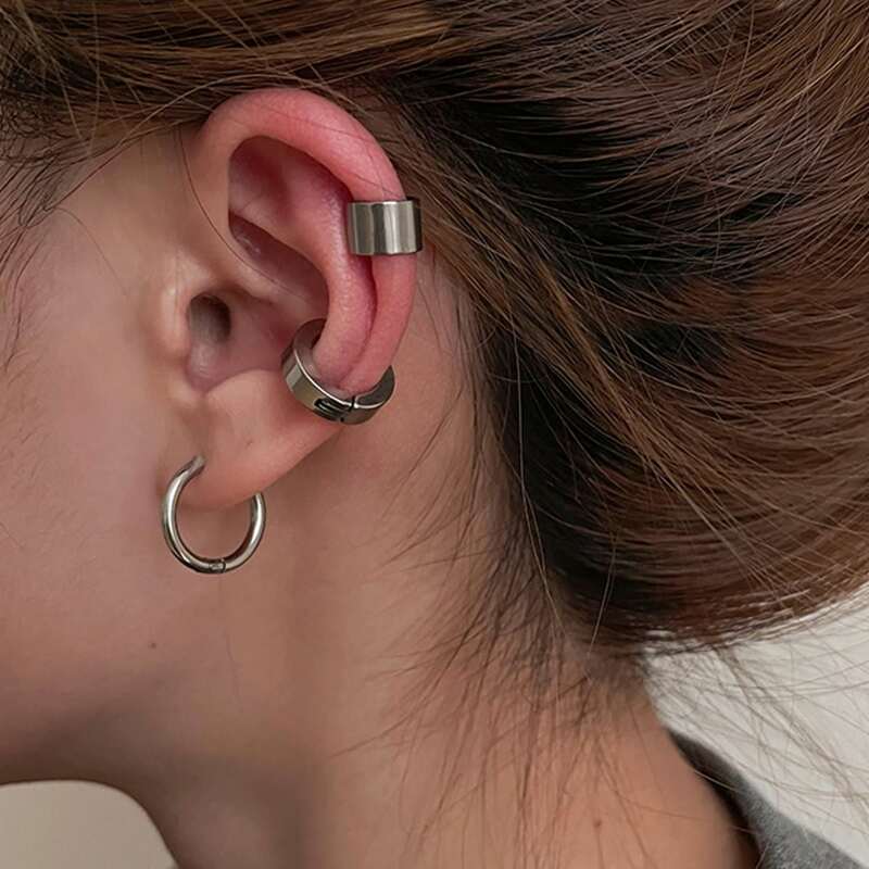 

3pcs Minimalist Hoop Earrings, Silver