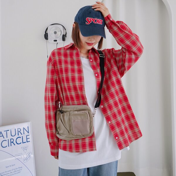 

Plaid Print Drop Shoulder Blouse, Multicolor