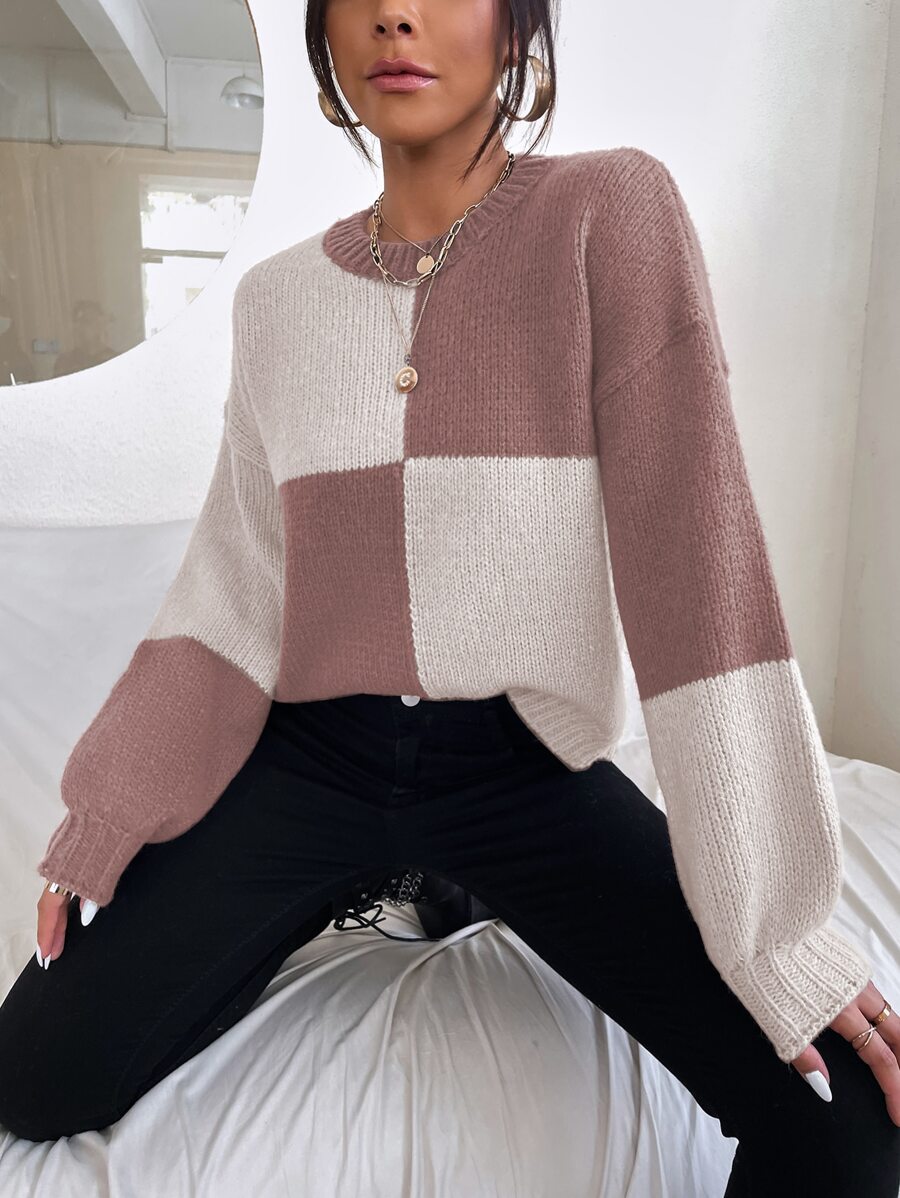 Color Block Drop Shoulder Sweater - Multicolor - View 1