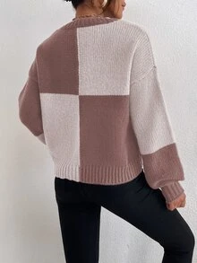 Color Block Drop Shoulder Sweater - Multicolor - View 2
