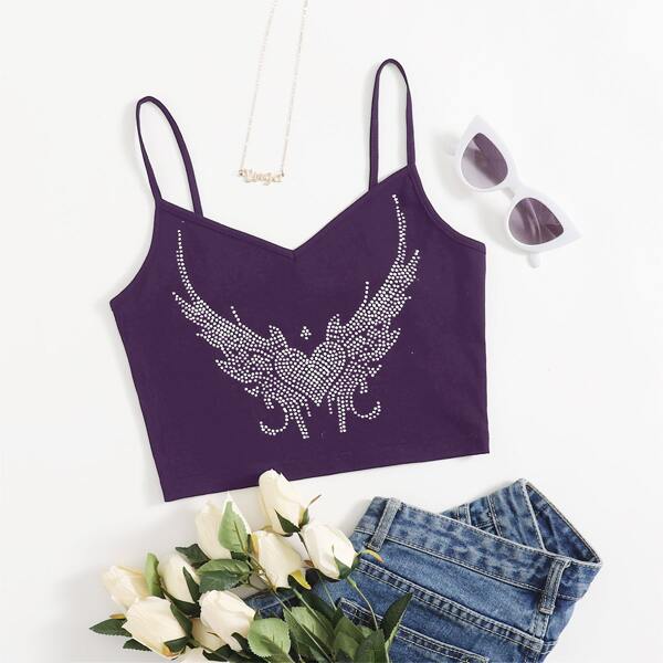 

Rhinestone Graphic Cami Top, Purple