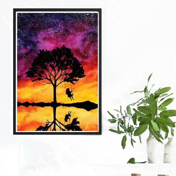 

Tree Print Diamond Painting Without Frame, Multicolor