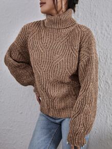 SHEIN Essnce High Neck Drop Shoulder Marled Sweater,Long Sleeve Tops In Fall/Winter - Multicolor - View 4