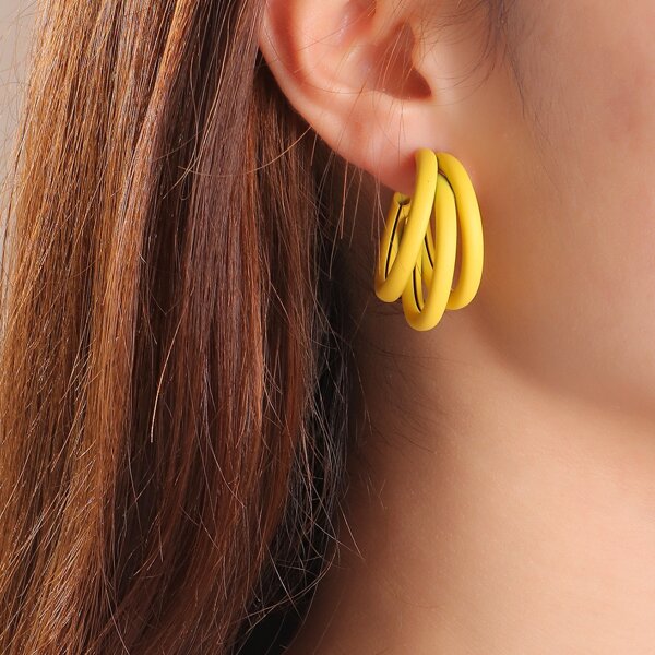 

Cuff Hoop Earrings, Yellow