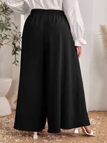 SHEIN Clasi Plus High Waist Wide Leg Trousers - Black - View 2