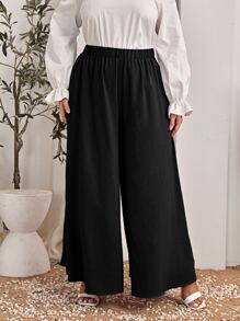 SHEIN Clasi Plus High Waist Wide Leg Trousers - Black - View 4