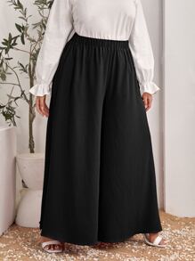 SHEIN Clasi Plus High Waist Wide Leg Trousers - Black - View 5