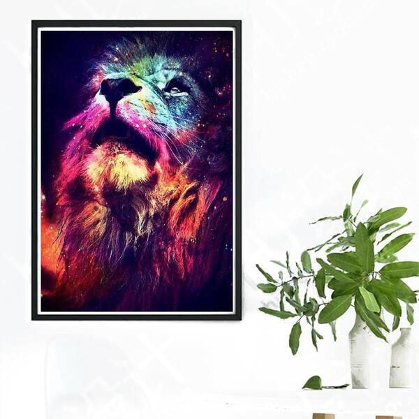 

Lion Print Diamond Painting Without Frame, Multicolor