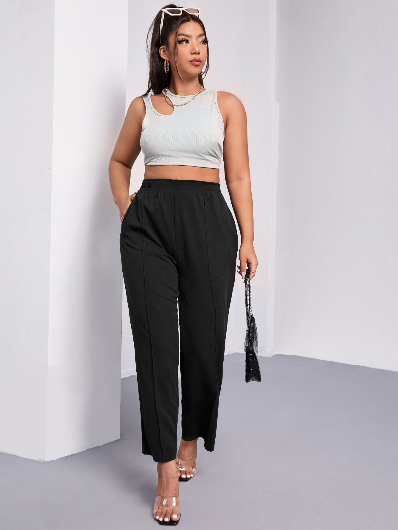SHEIN Clasi Plus Seam Detail Hidden Pocket Pants | SHEIN USA