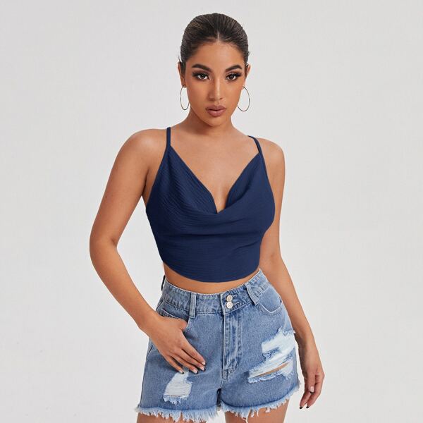 

Cowl Neck Cami Top, Navy blue