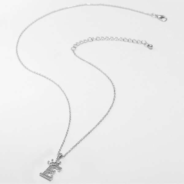 

Rhinestone Letter Charm Necklace, Silver