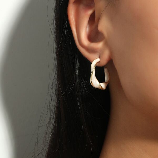 

Minimalist Hoop Earrings, White