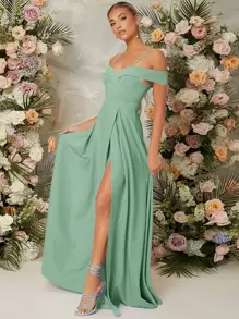 SHEIN Belle 挖肩高衩洋裝 - 薄荷綠 - 查看 4