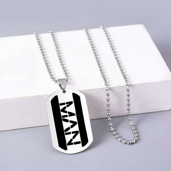

Men Letter Graphic Charm Necklace, Silver