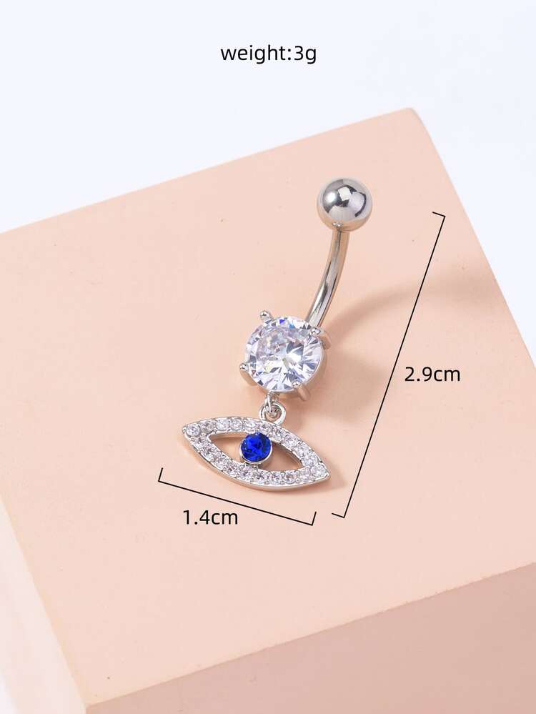 銅方晶鋯石裝飾臍環適合女士和男士,龐克穿孔,A時尚身體鏈禮品適用於任何場合 - 銀色 - 查看 3