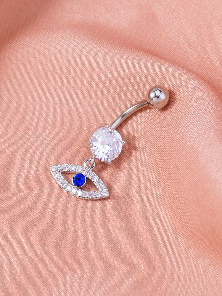 銅方晶鋯石裝飾臍環適合女士和男士,龐克穿孔,A時尚身體鏈禮品適用於任何場合 - 銀色 - 查看 5