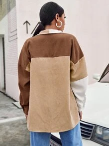 Muchica Pocket Front Colourblock Cord Shirt - Multicolor - View 2