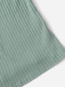 SHEIN 女孩羅紋褶邊褶邊吊帶上衣