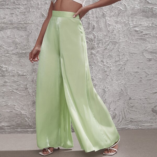 

High Waist Wide Leg Pants, Mint green
