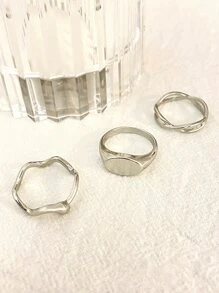 DAZY 3pcs Minimalist Ring - Silver - View 3