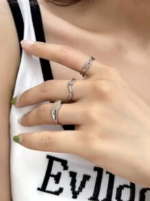 DAZY 3pcs Minimalist Ring - Silver - View 5