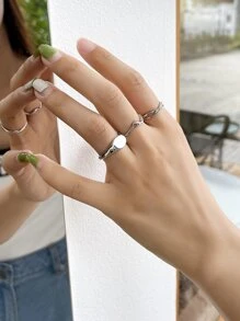 DAZY 3pcs Minimalist Ring - Silver - View 9