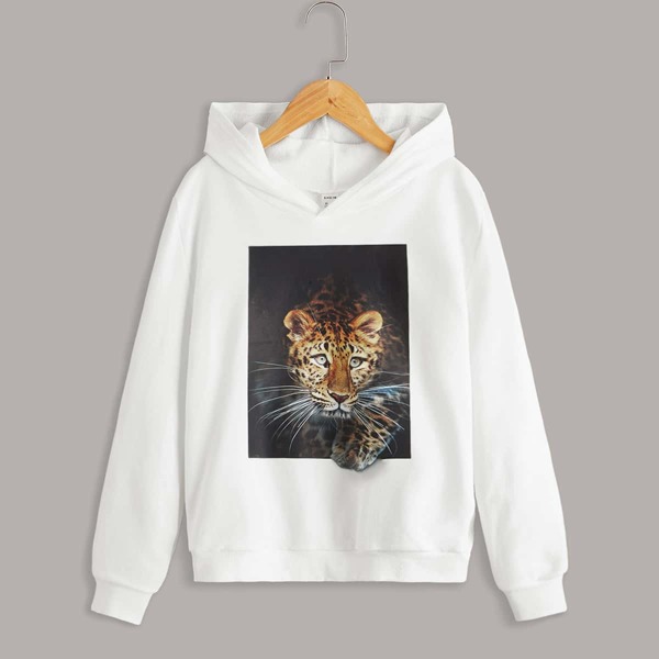 

Boys Tiger Print Sweatshirt, White