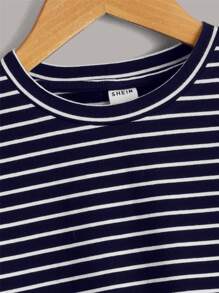 SHEIN Niñitos 3 piezas Camiseta de rayas jaspeado - Multicolor - Ver 5